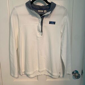 L.L. Bean White Pullover with Gray Contrast Collar